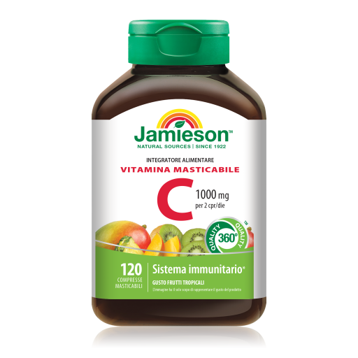 2457-1788245144.webp VITAMINA C 1000 MASTICABILE FRUTTI TROPICALI 120 cpr - immagine 1