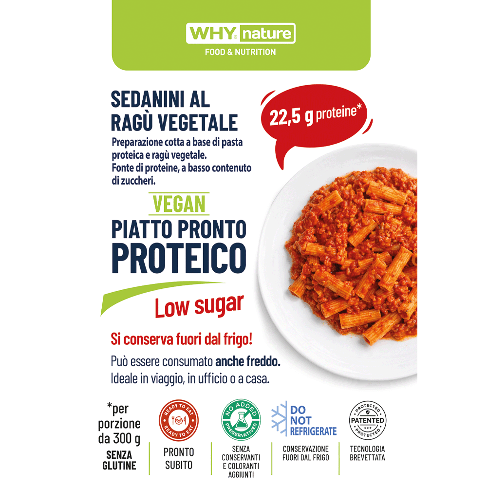 WN287_Piatto pronto sedanini_singolo PIATTO PRONTO PROTEICO SEDANINI AL RAGU’ VEGETALE 300 g - immagine 1