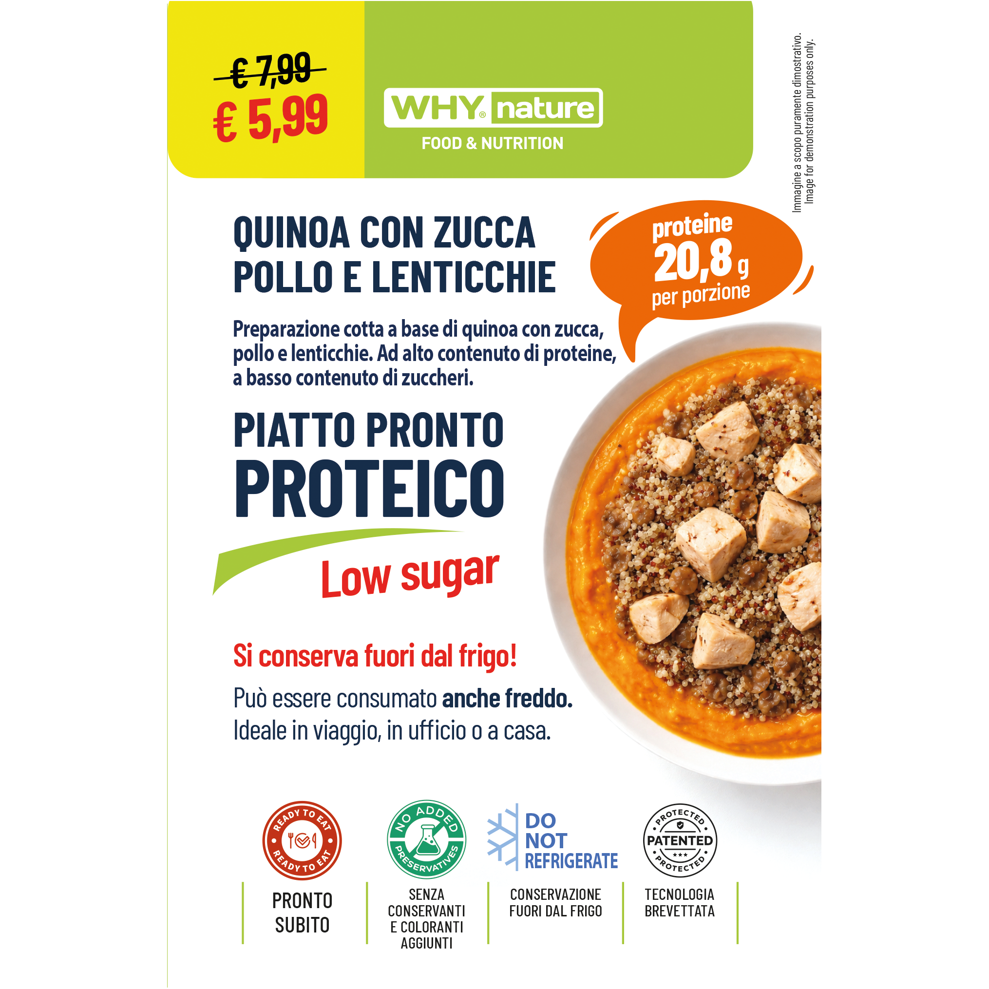 WN292_Piatto pronto proteico_singolo PIATTO PRONTO PROTEICO - QUINOA CON ZUCCA, POLLO E LENTICCHIE 270 g - immagine 1