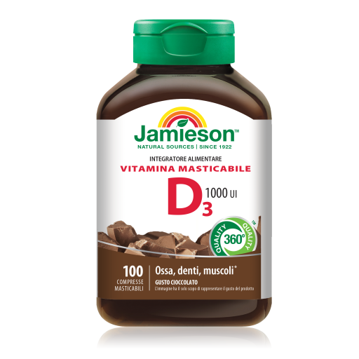 jm31000411-1788245408.webp VITAMINA D3 1000 UI MASTICABILE CIOCCOLATO 100 cpr - immagine 1
